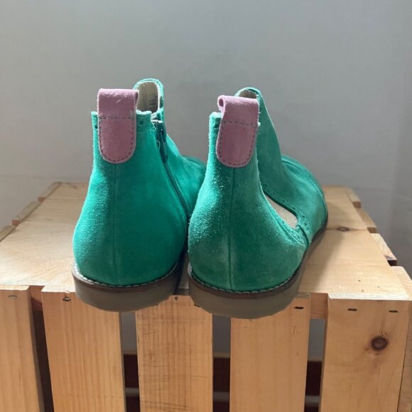 Boden Size 37 US 6 Emerald Green Suede Leather Side Zipper Chelsea Ankle Boots - Picture 10 of 13